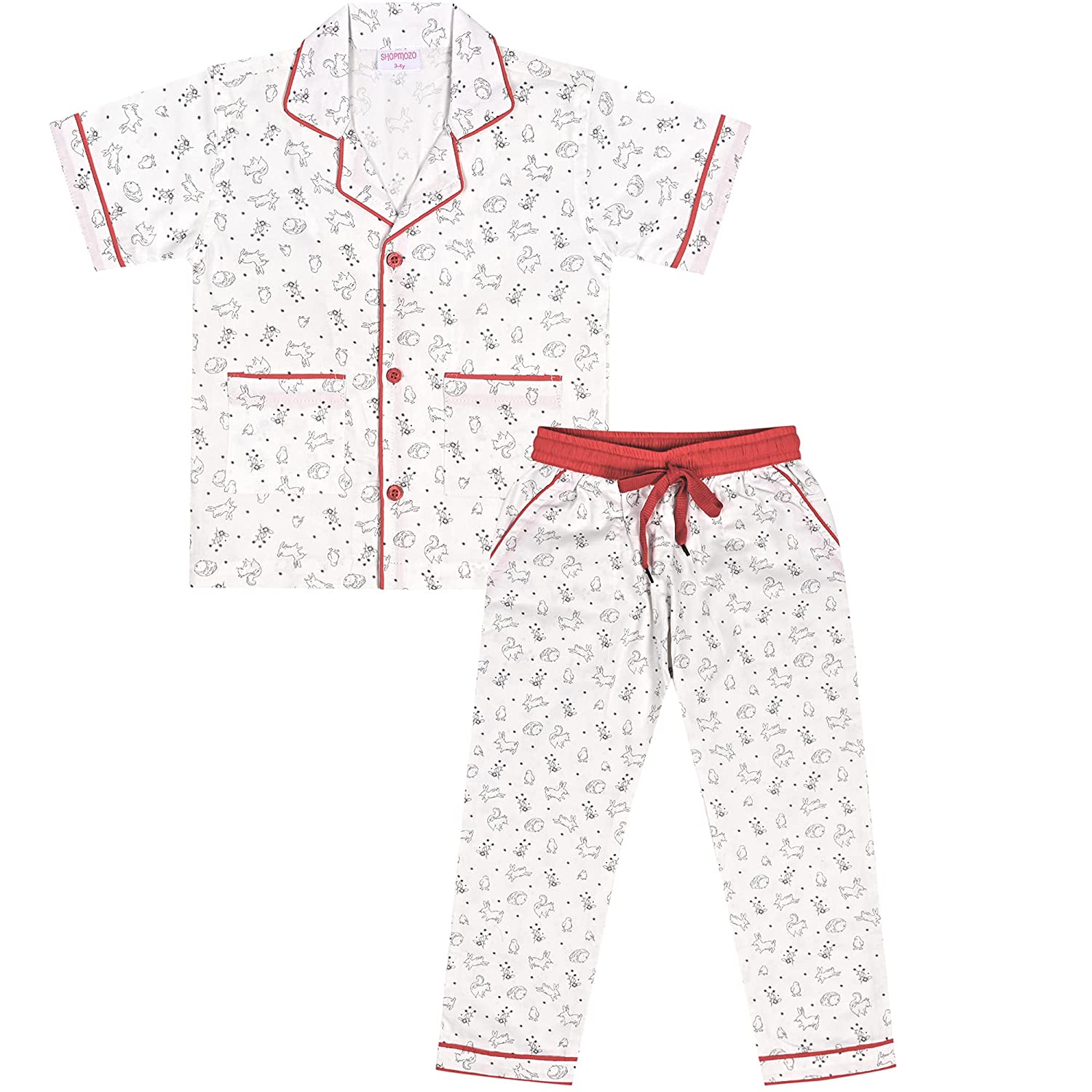 SHOPmOZO Baby Boy's & Baby Girl's Cotton Animal Print Night Suit Pack of 1  - ShopMozo